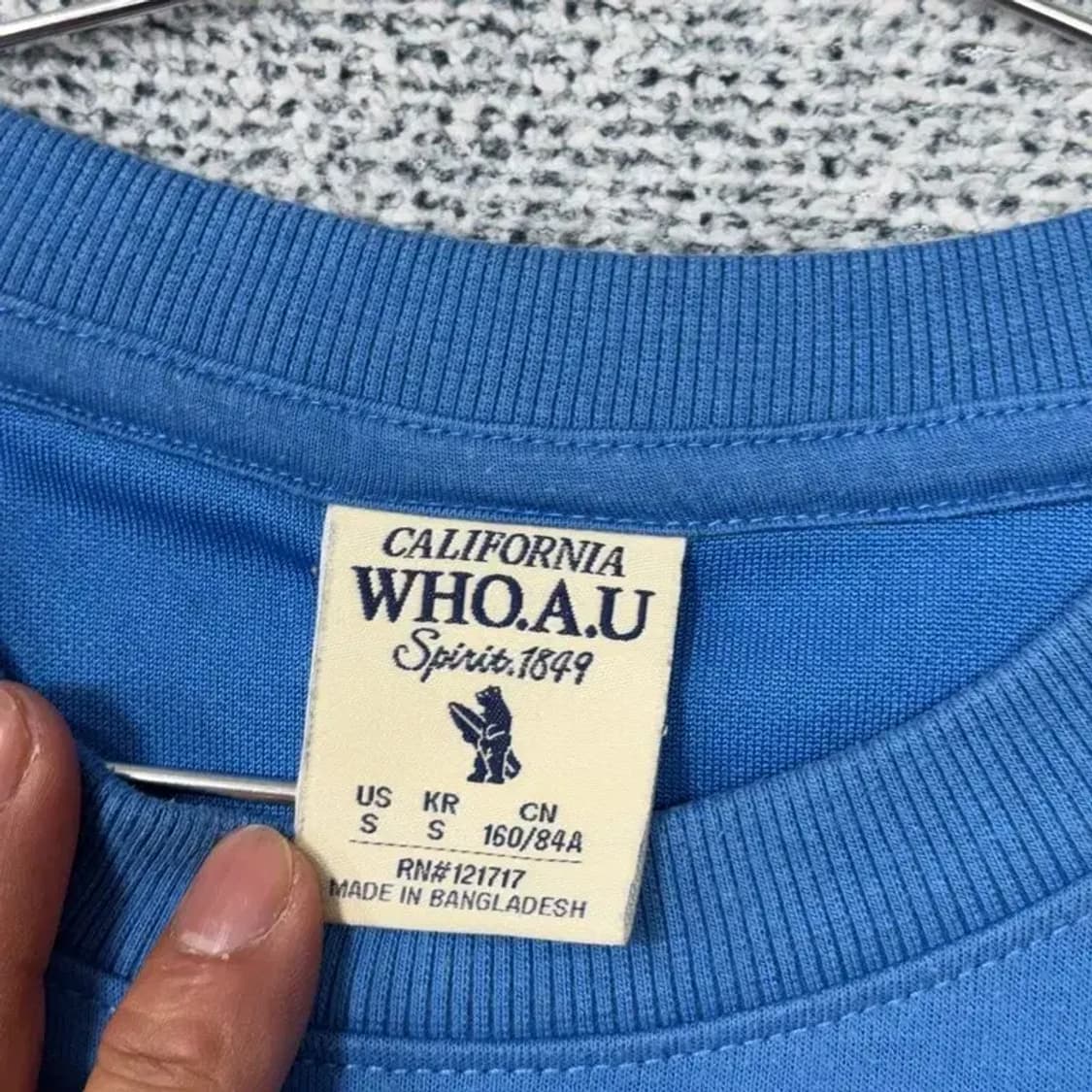 후아유 프린팅 블루 반팔 티 S 상품이미지3