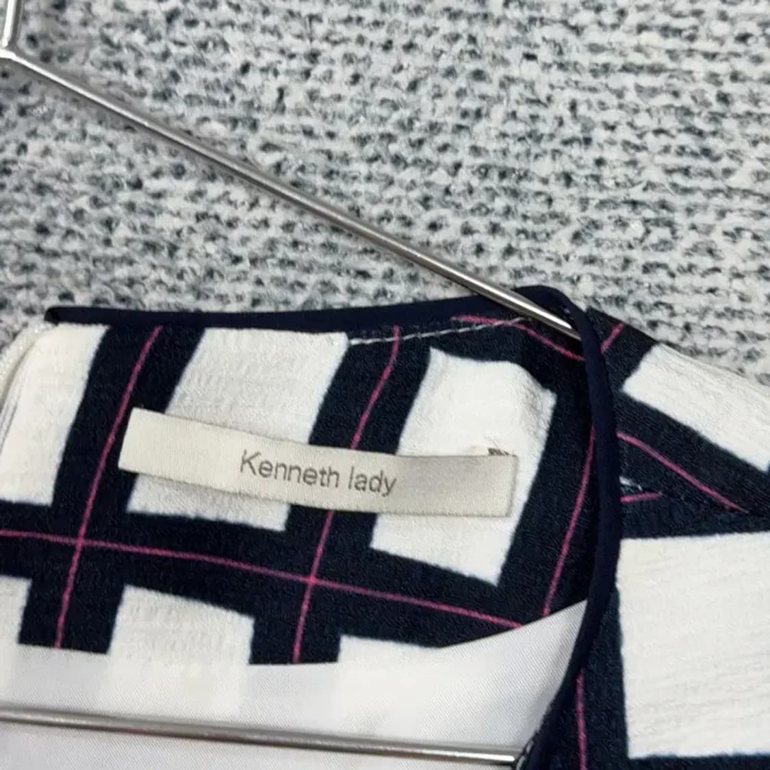 케네스 레이디 체크 화이트 원피스 66 상품이미지2