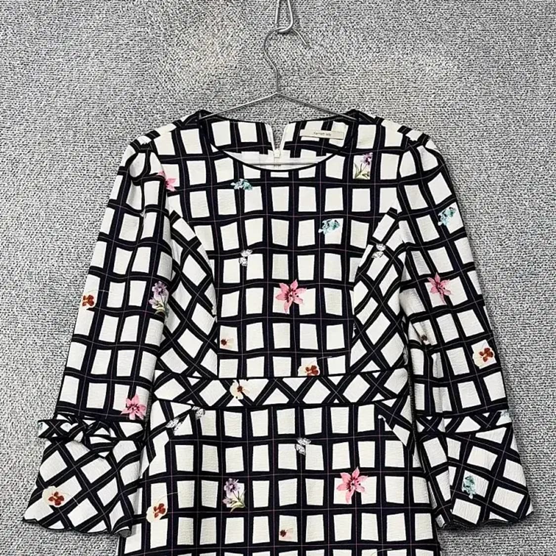 케네스 레이디 체크 화이트 원피스 66 상품이미지3