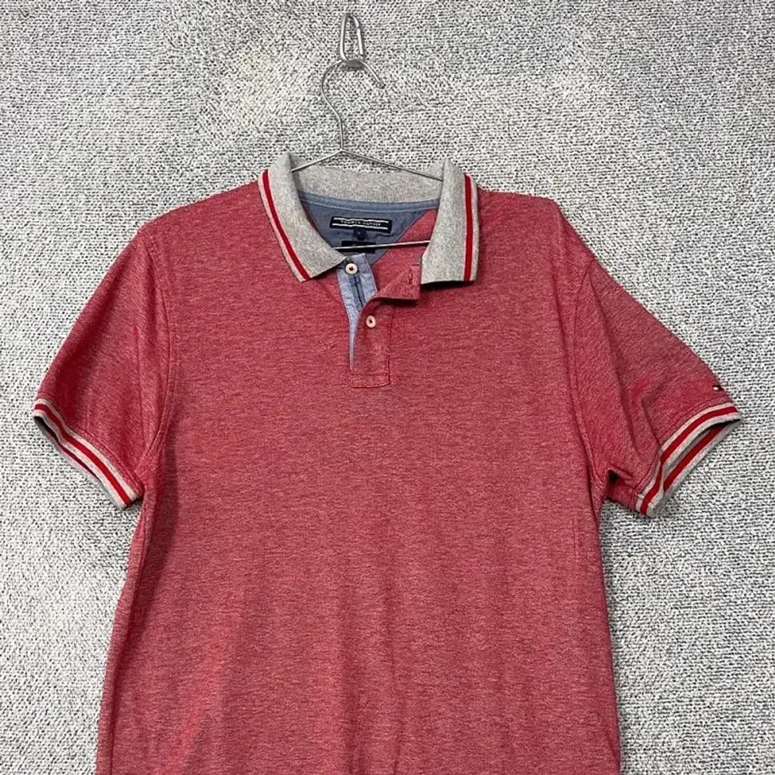 타미힐피거 레드 캐주얼 반팔 카라티 L 상품이미지3