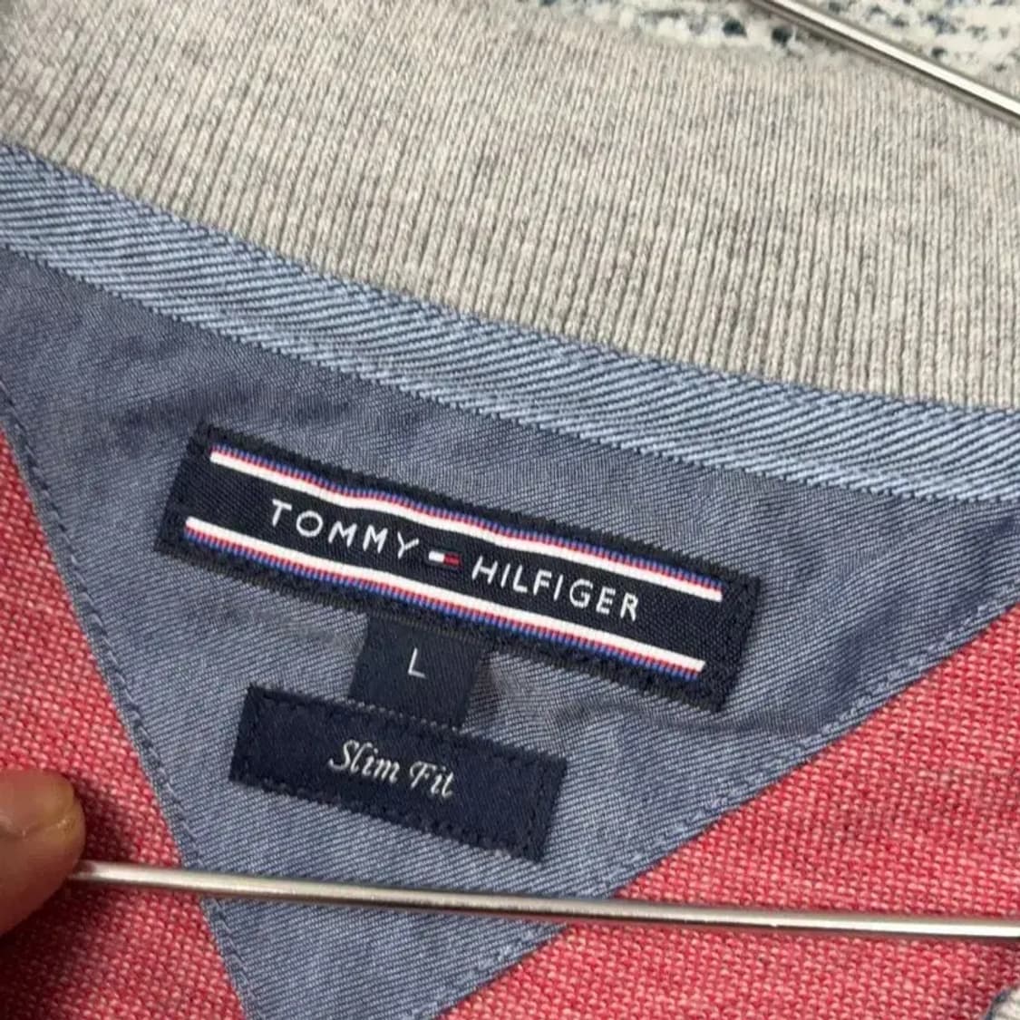 타미힐피거 레드 캐주얼 반팔 카라티 L 상품이미지5