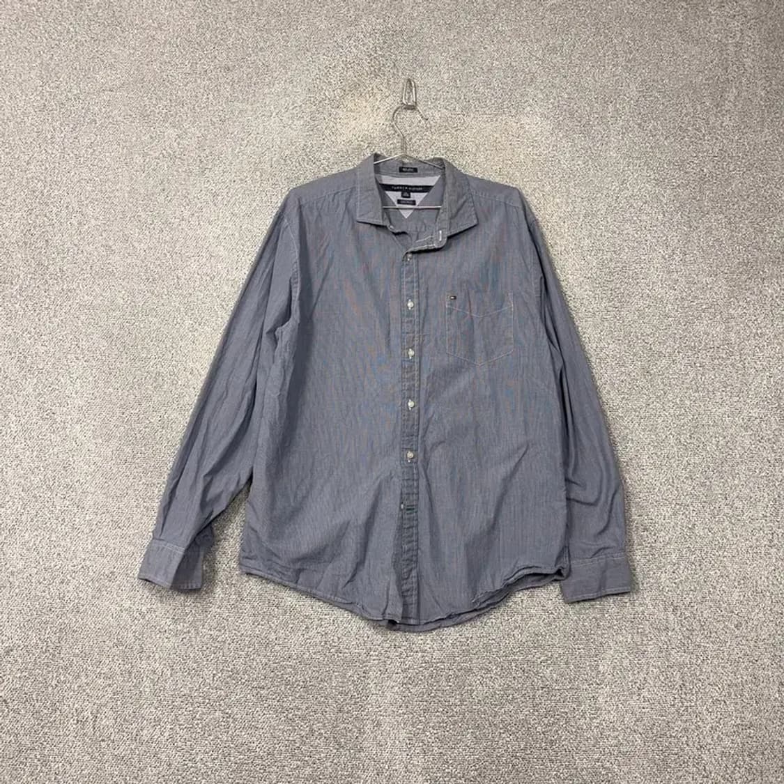 타미힐피거 스트라이프 블루 로고 캐주얼 셔츠 XL TG/XG 상품이미지1