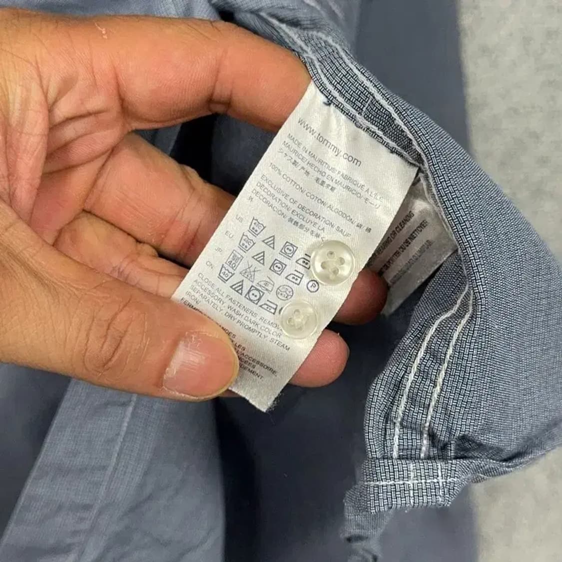 타미힐피거 스트라이프 블루 로고 캐주얼 셔츠 XL TG/XG 상품이미지4