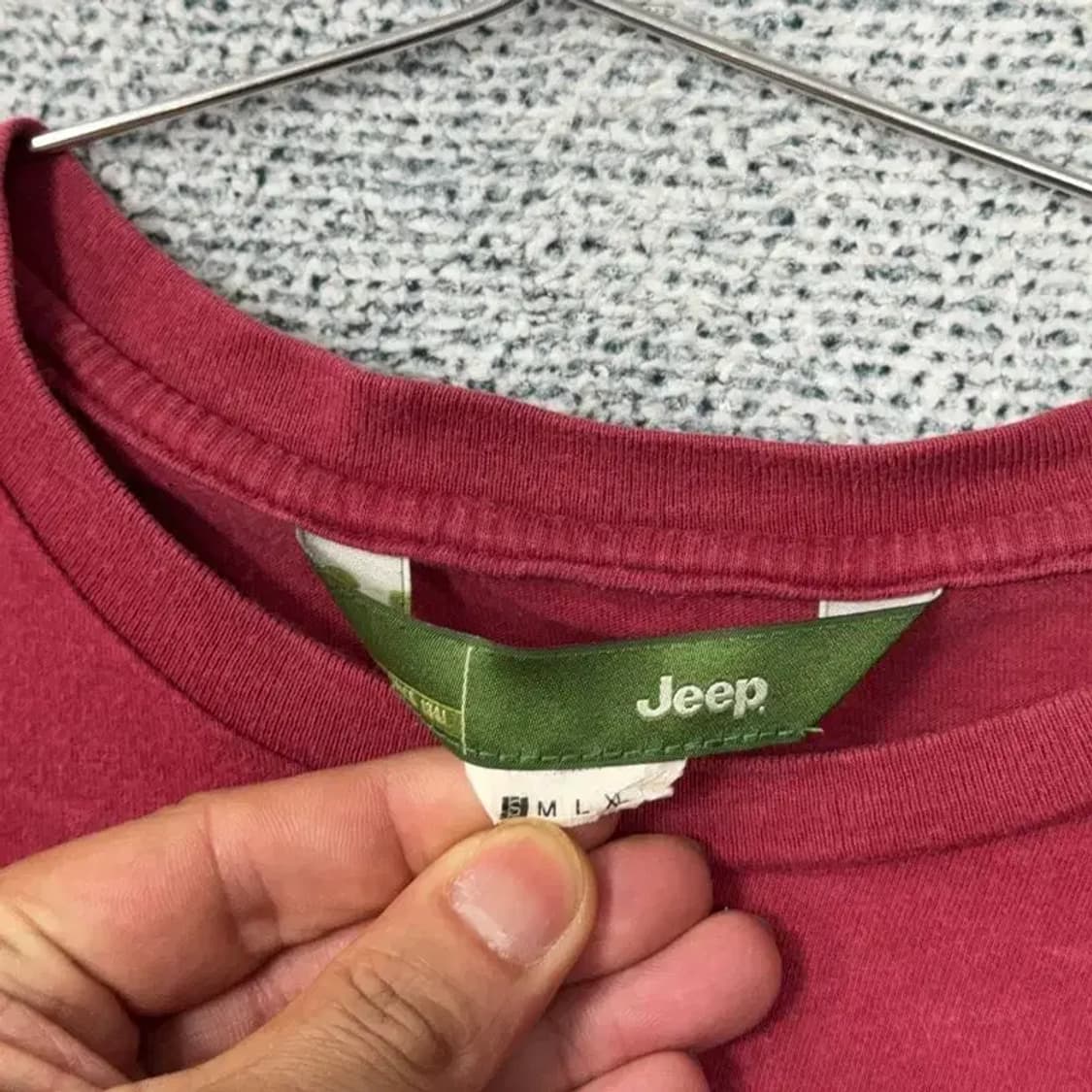 지프 프린팅 레드 반팔 티 S 상품이미지3