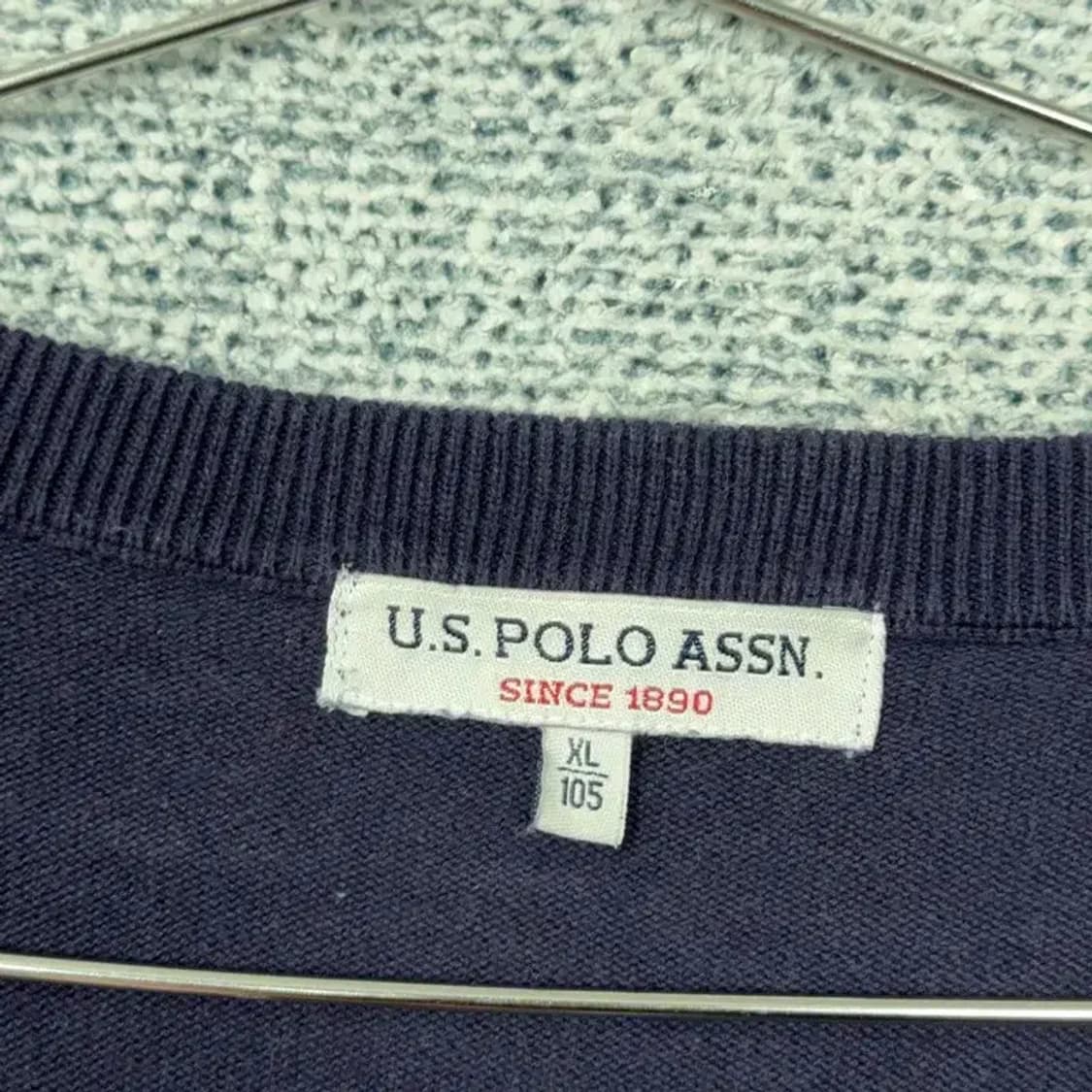US 폴로아쎈 로고 캐주얼 네이비 니트 XL 상품이미지6