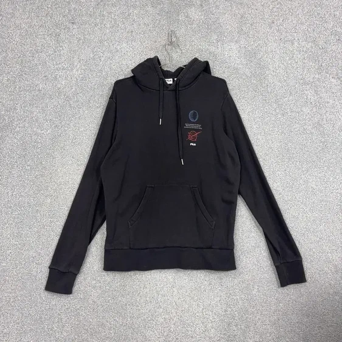 휠라 블랙 로고 빈티지 오버핏 후드티 MEDIUM 상품이미지1