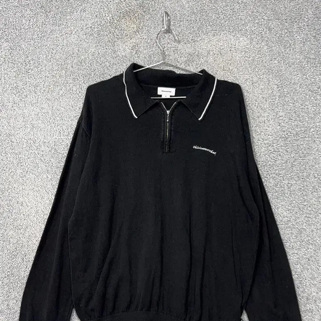 디스이즈네버댓 로고 블랙 카라 반집업 니트 M 상품이미지3