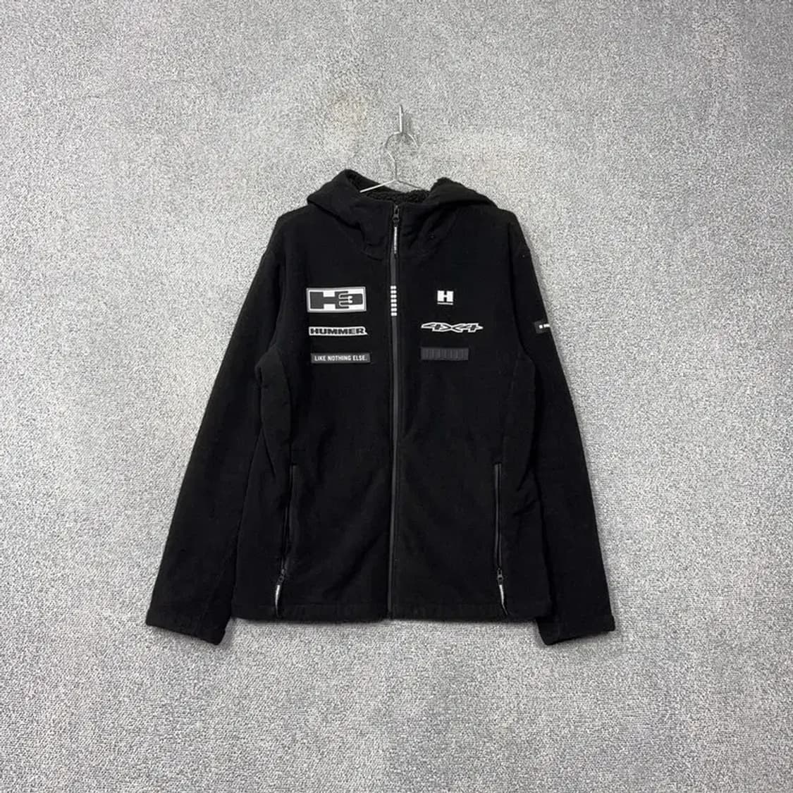 험머 패치 로고 블랙 플리스 후리스 후드 집업 XL 상품이미지1