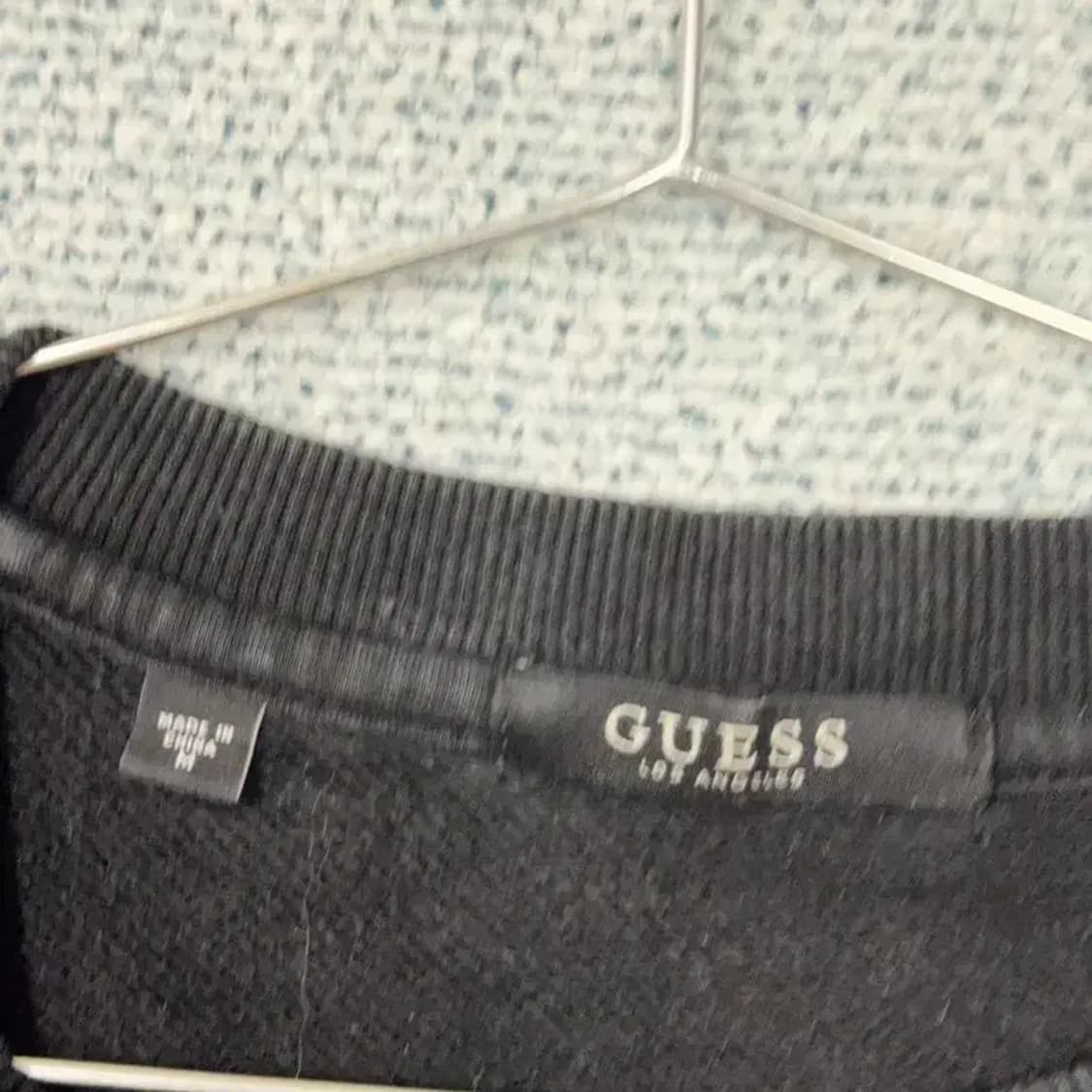 게스 남성 로고 캐주얼 블랙 맨투맨 M 상품이미지3