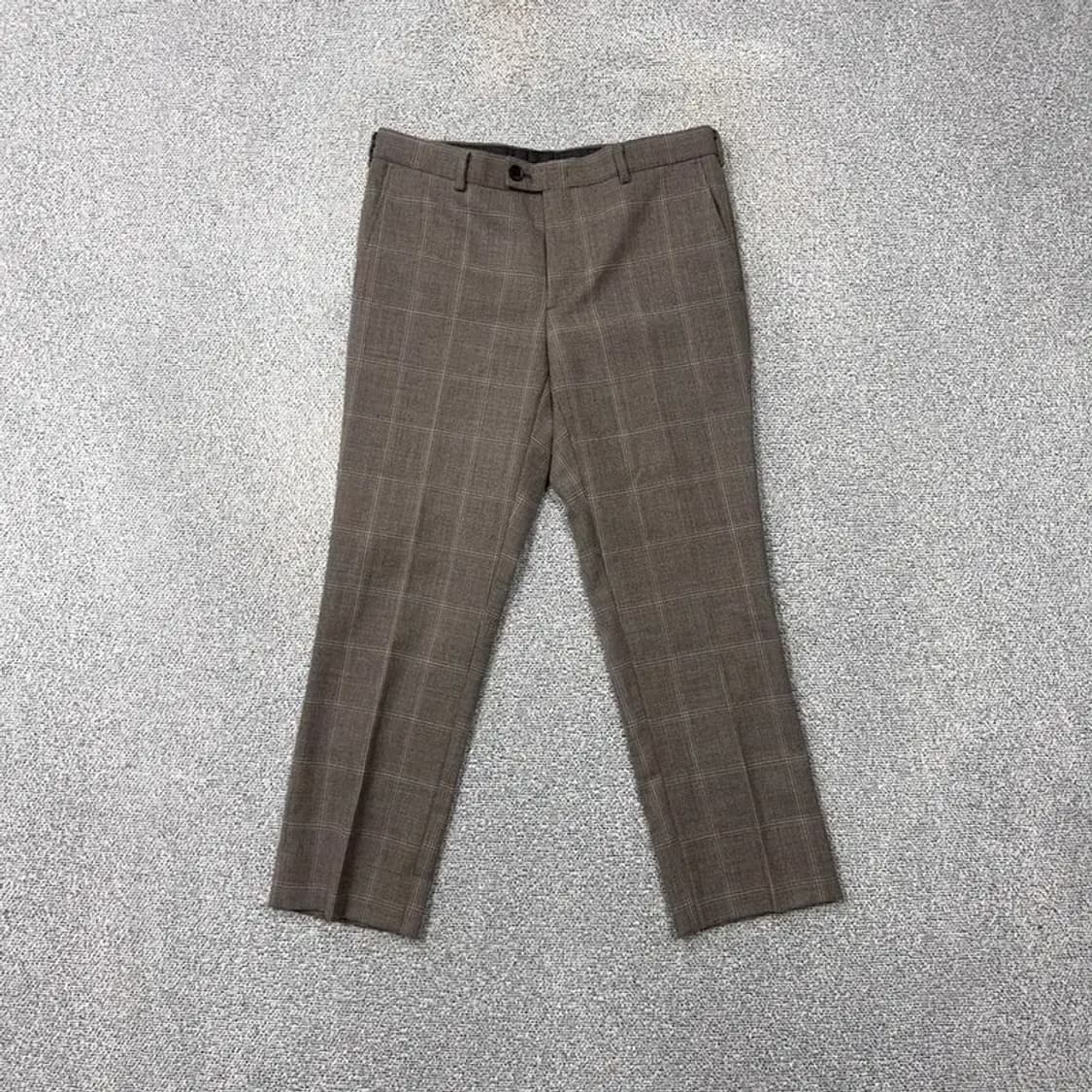 지이크 체크 브라운 클래식 슬랙스 32 상품이미지1