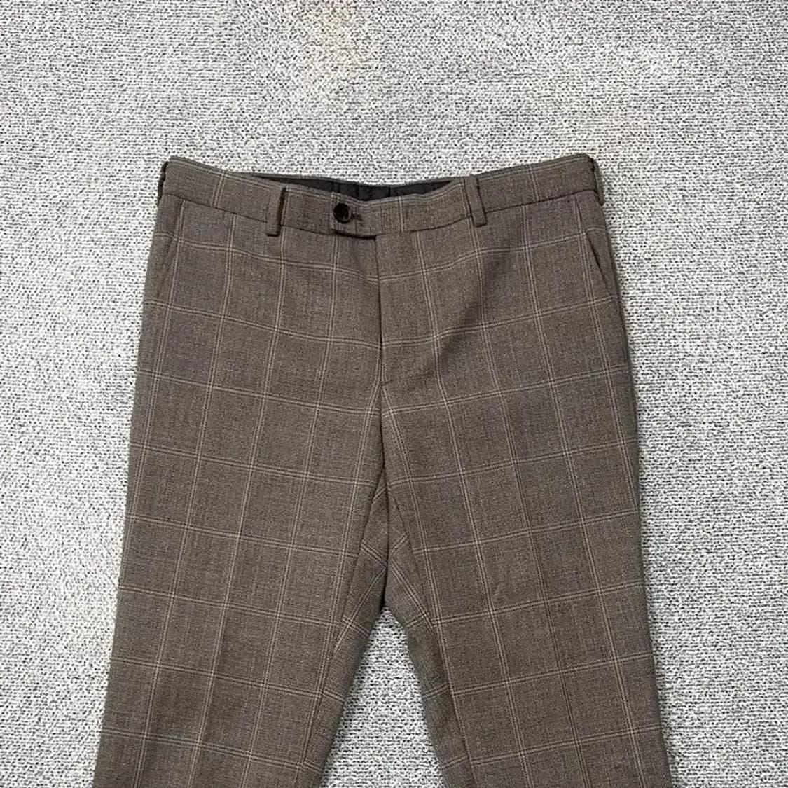 지이크 체크 브라운 클래식 슬랙스 32 상품이미지3