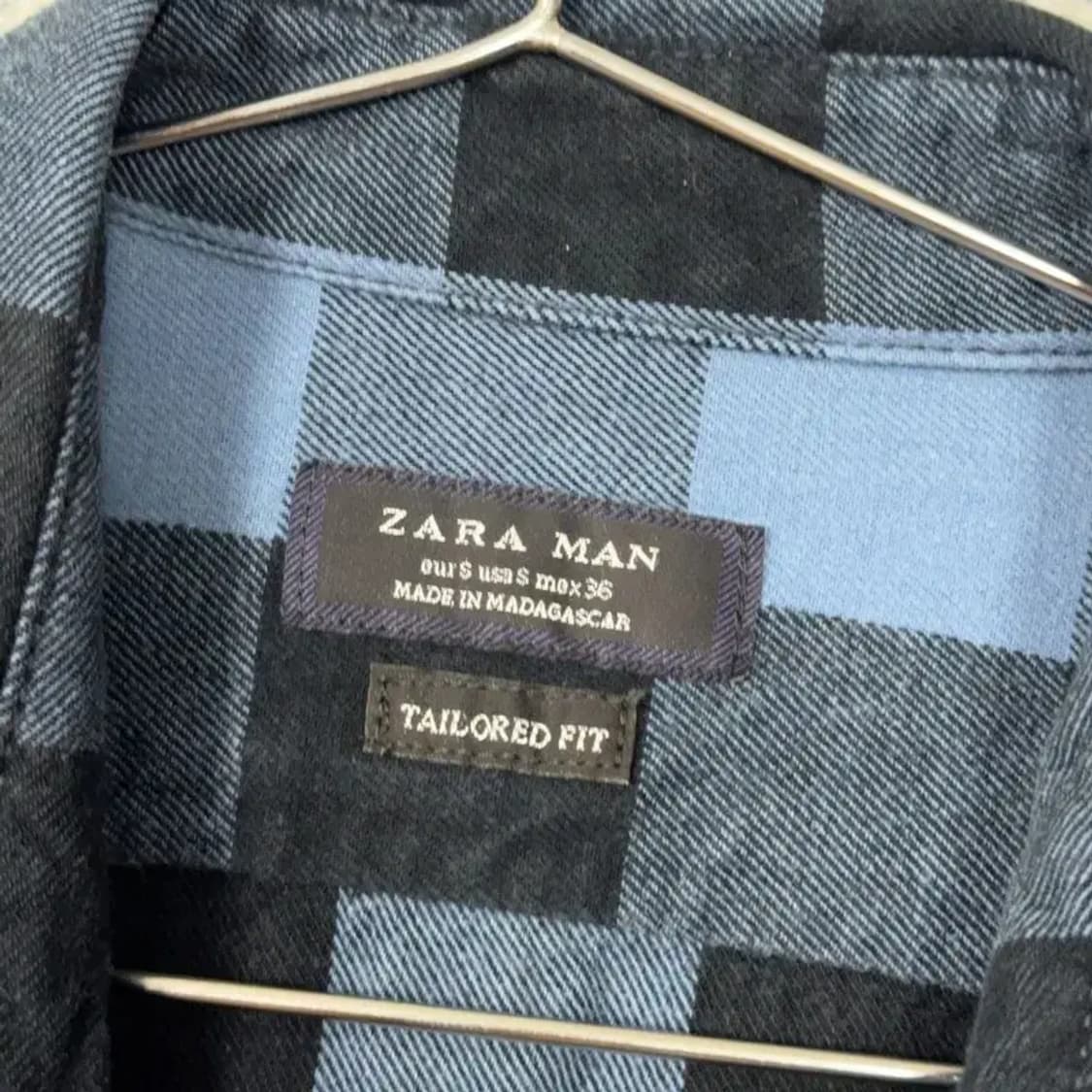 자라 체크 라이트 블루 포켓 셔츠 S 상품이미지3