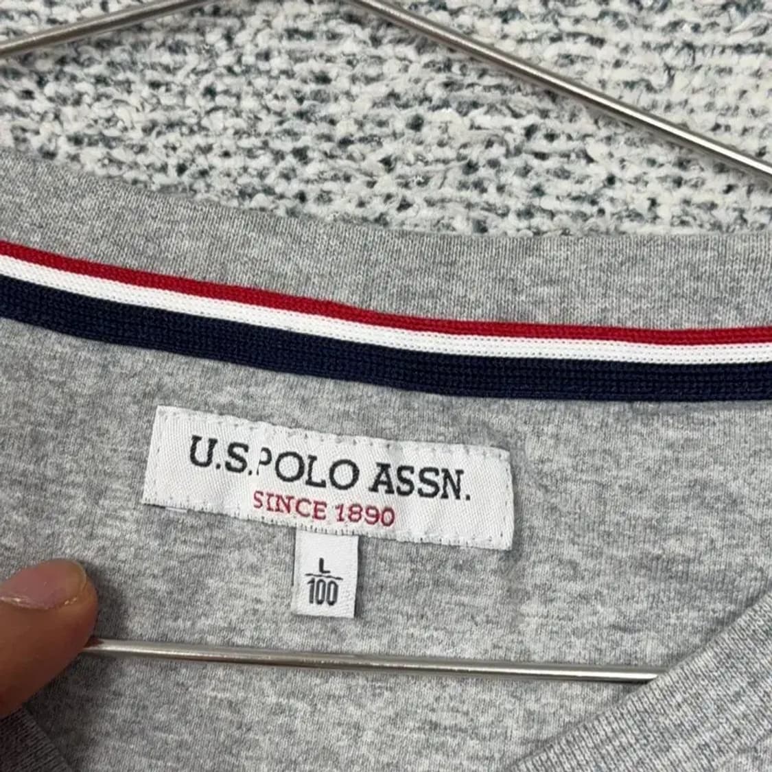 US 폴로아쎈 라이트 그레이 긴팔 티 L 상품이미지3