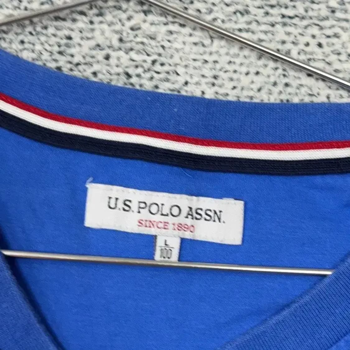 US 폴로아쎈 캐주얼 남성 블루 긴팔 티 L 상품이미지3