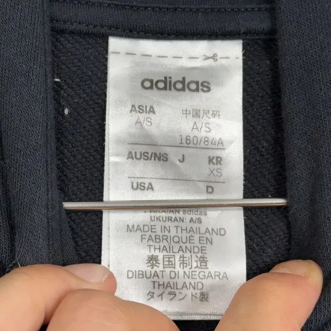 아디다스 프린팅 로고 롱네이비 후드티 XS 상품이미지3