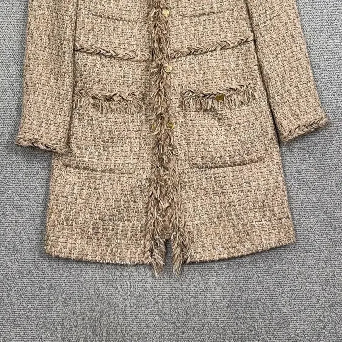 모조에스핀 체크 베이지 트위드 클래식 코트 85-91-164 상품이미지4