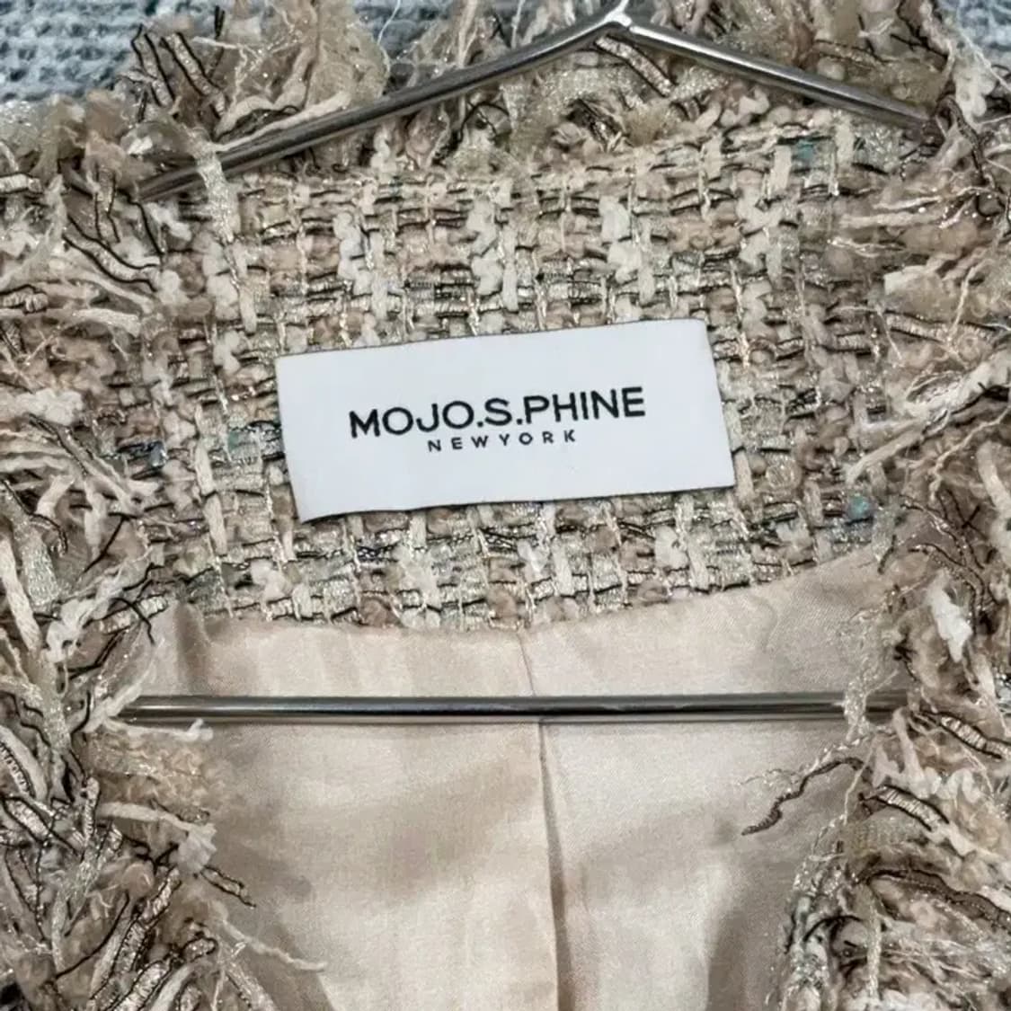 모조에스핀 체크 베이지 트위드 클래식 코트 85-91-164 상품이미지5