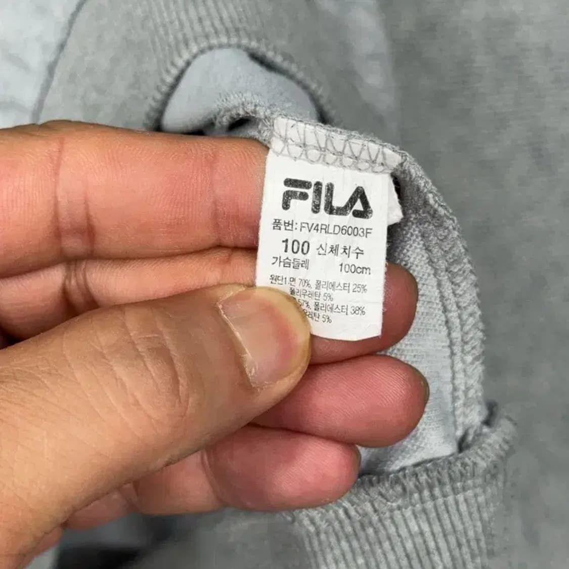 휠라 라이트 그레이 캐주얼 로고 맨투맨 100 상품이미지4