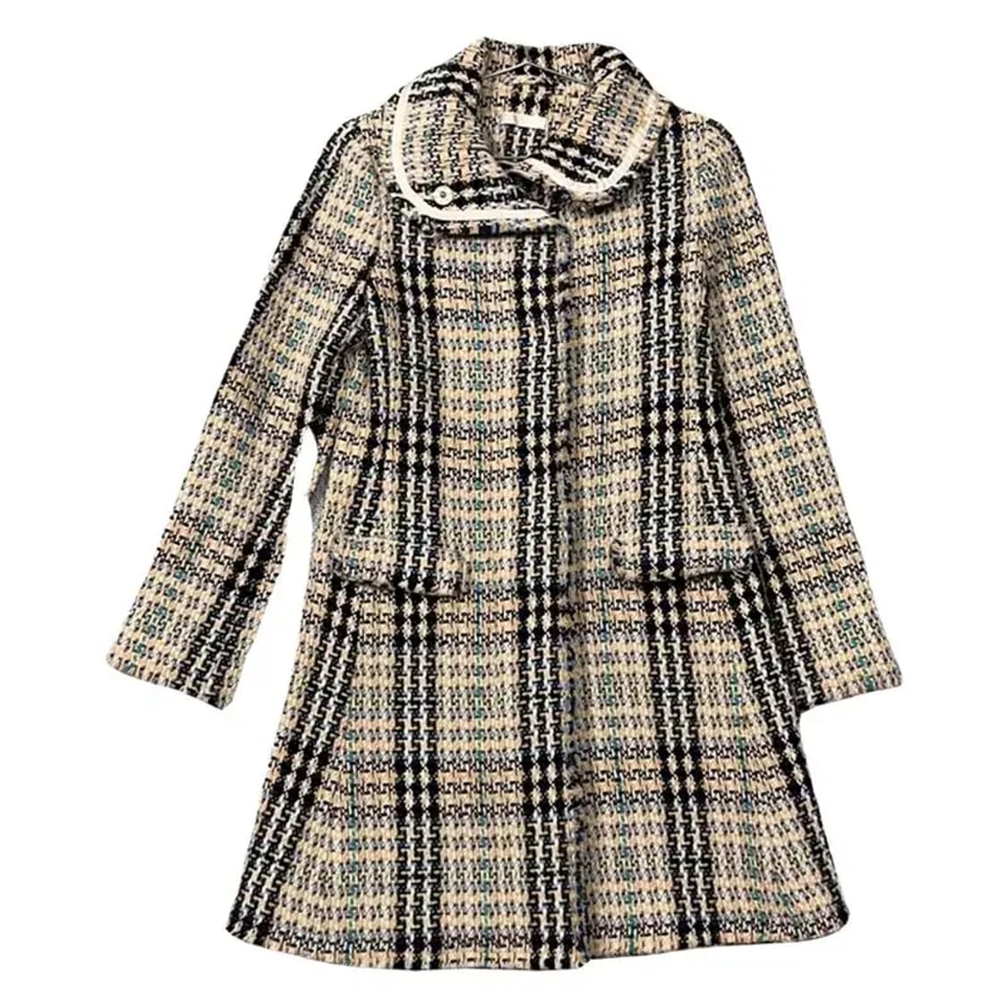 잇미샤 클래식 체크 베이지 울 코트 85-94-160 상품이미지1