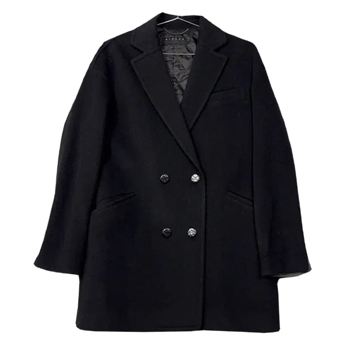 시슬리 블랙 더블 버튼 울 코트 44 상품이미지1