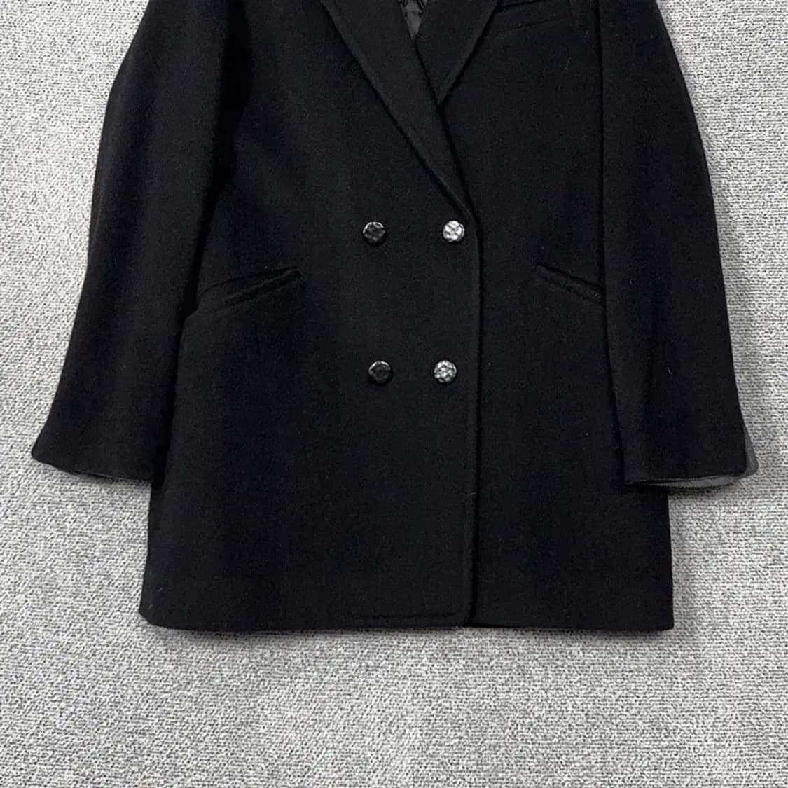 시슬리 블랙 더블 버튼 울 코트 44 상품이미지4