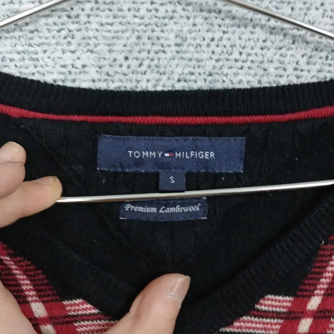 타미힐피거 레드 체크 캐주얼 니트 S 상품이미지3