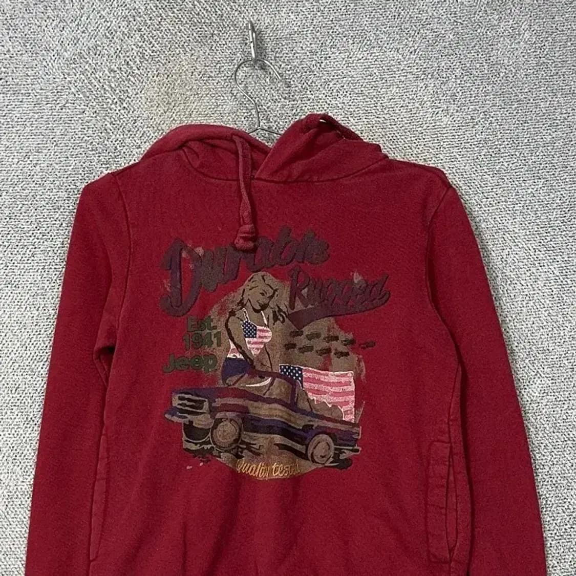 지프 프린팅 버건디 빈티지 후드티 S 상품이미지3