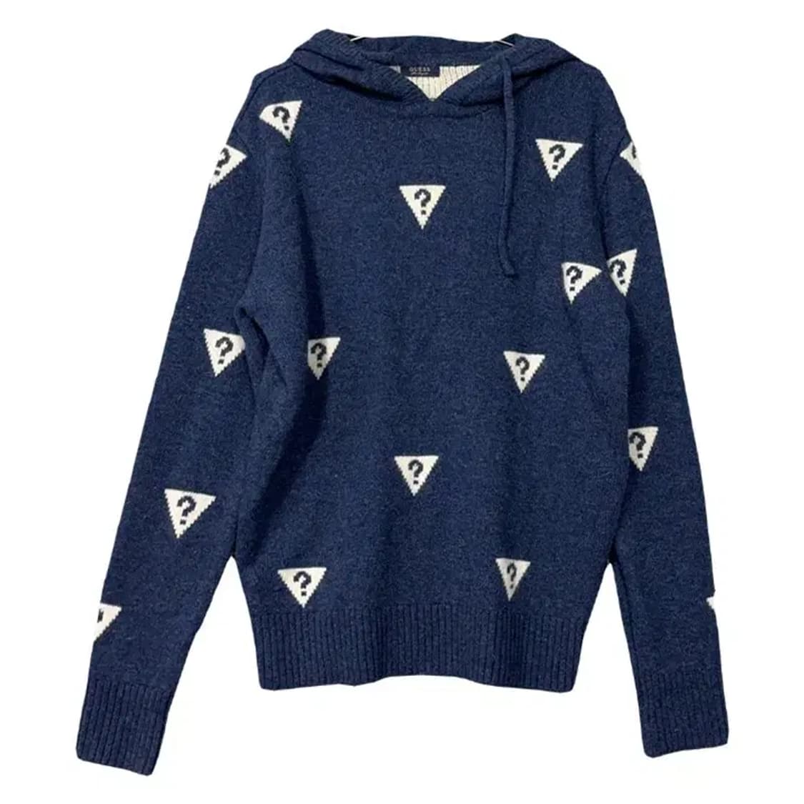 게스 네이비 멀티 로고 울 니트 후드티 L 상품이미지1