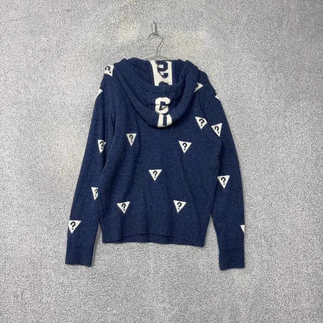 게스 네이비 멀티 로고 울 니트 후드티 L 상품이미지2