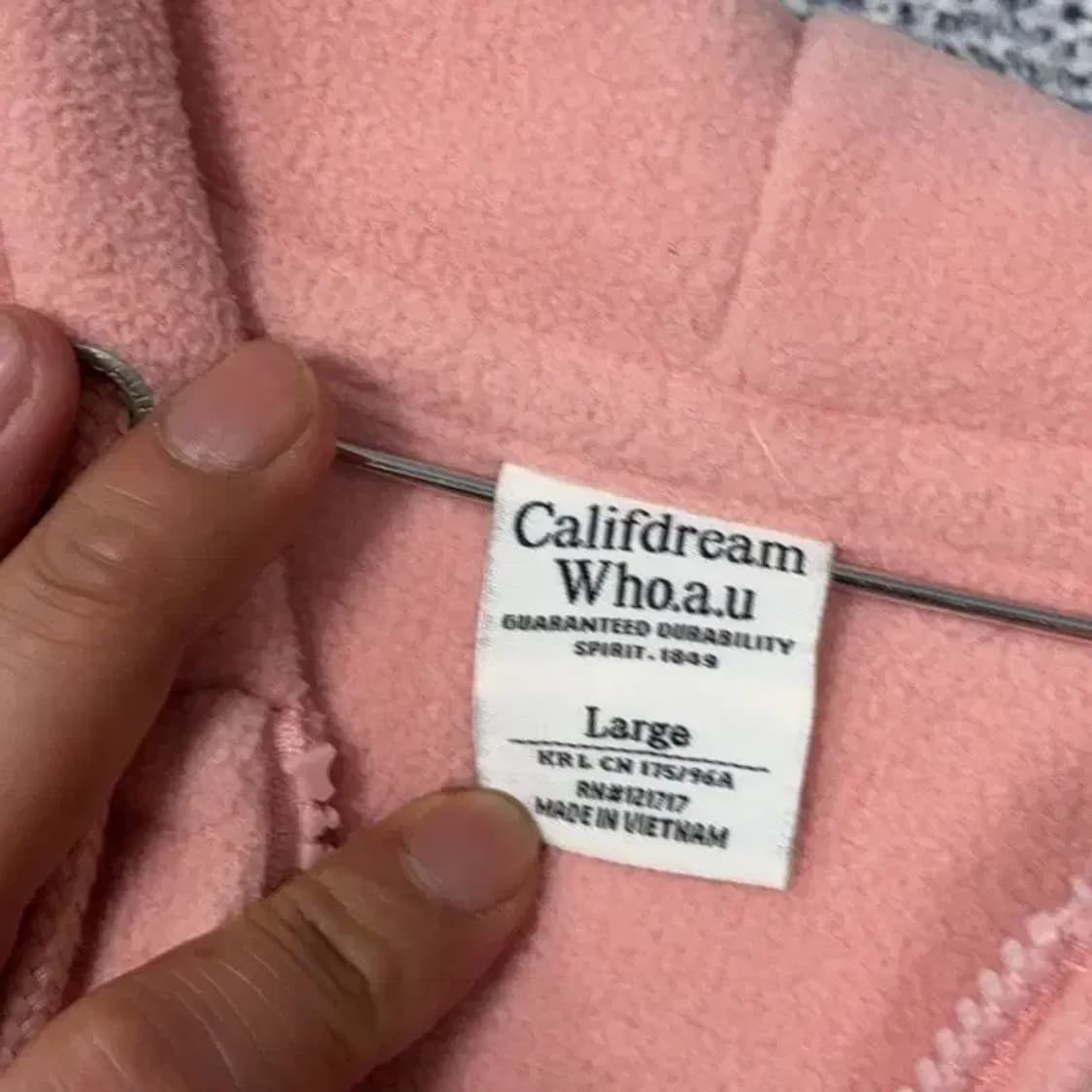 후아유 라이트 핑크 로고 프린팅 오버 사이즈 후드 집업 Large 상품이미지3