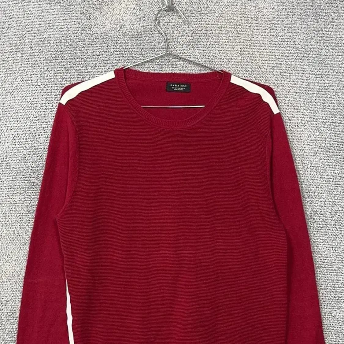 자라 레드 코튼 캐주얼 니트 M 상품이미지3