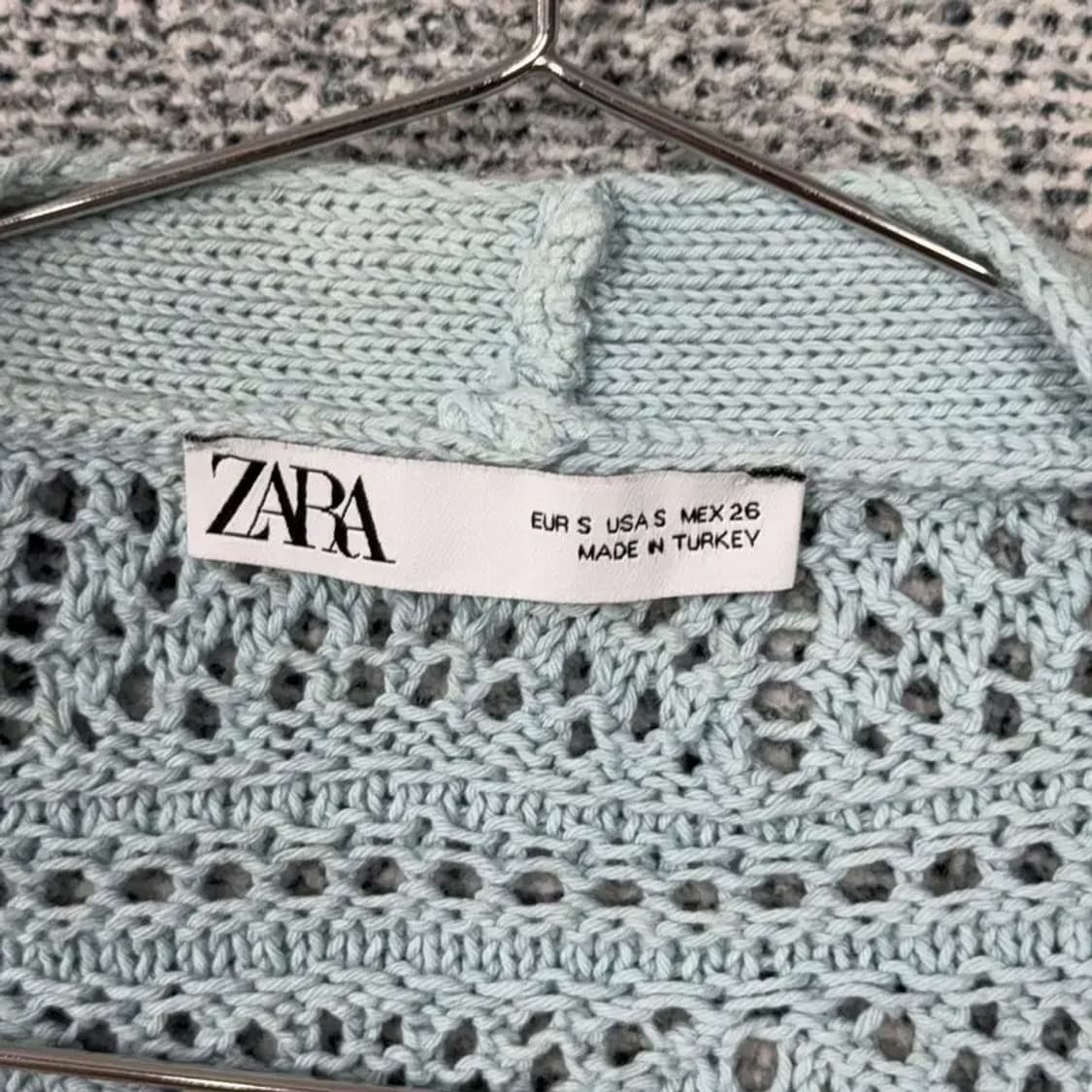 자라 라이트 블루 시스루 니트 가디건 S 상품이미지3