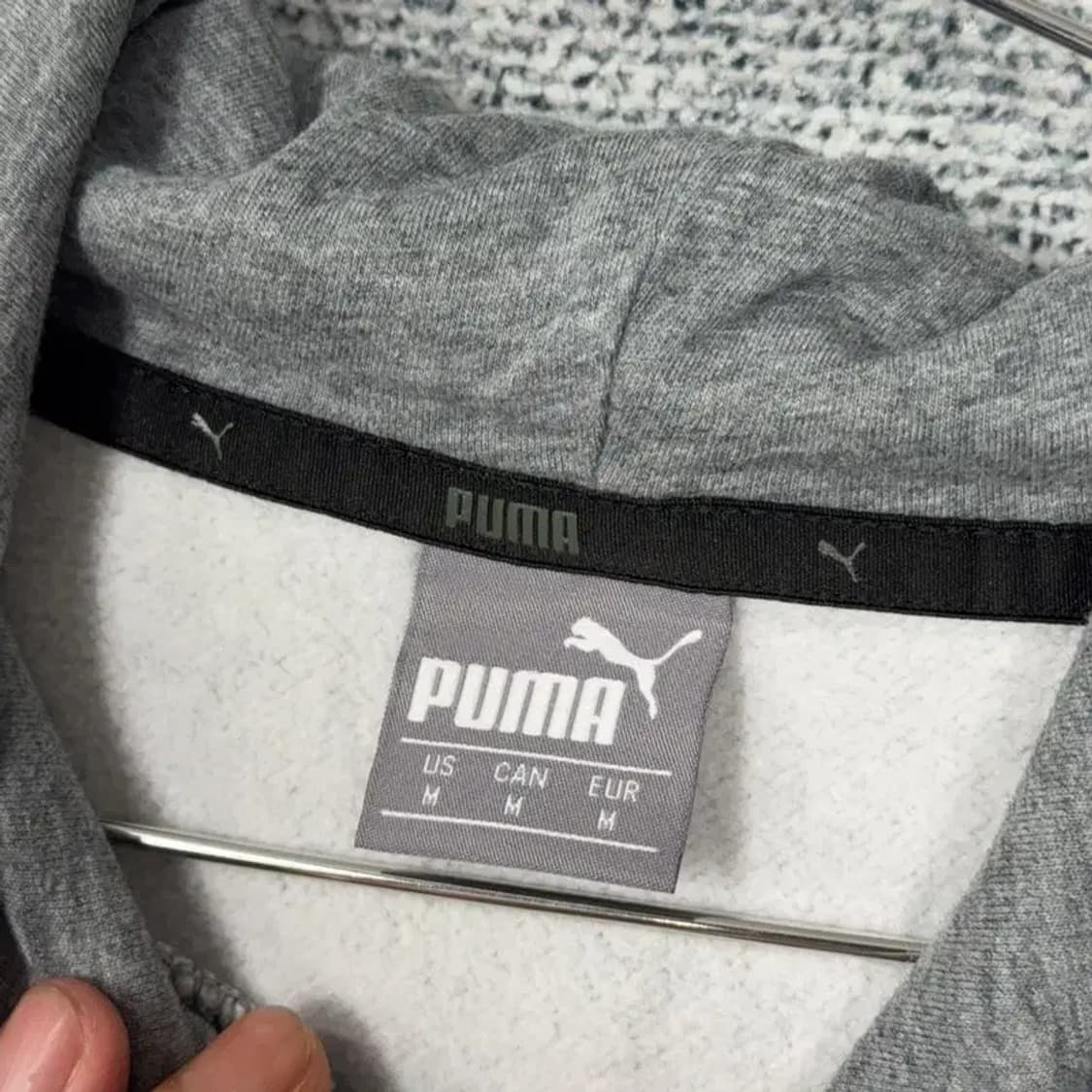 푸마 라이트 그레이 심플 로고 후드티 M 상품이미지3