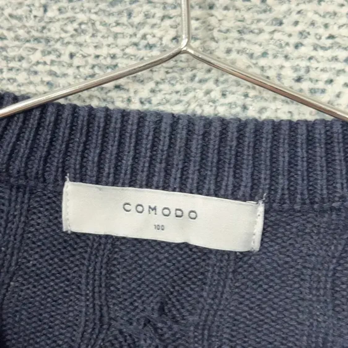 코모도 네이비 코튼 캐주얼 꽈배기 니트 100 상품이미지5