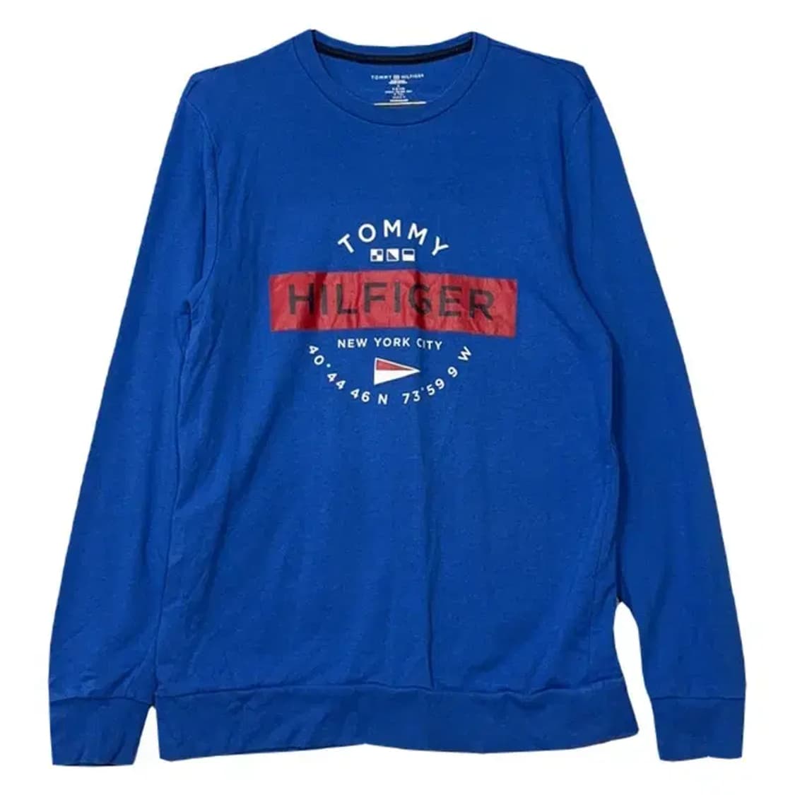 타미힐피거 프린팅 블루 맨투맨 M 상품이미지1