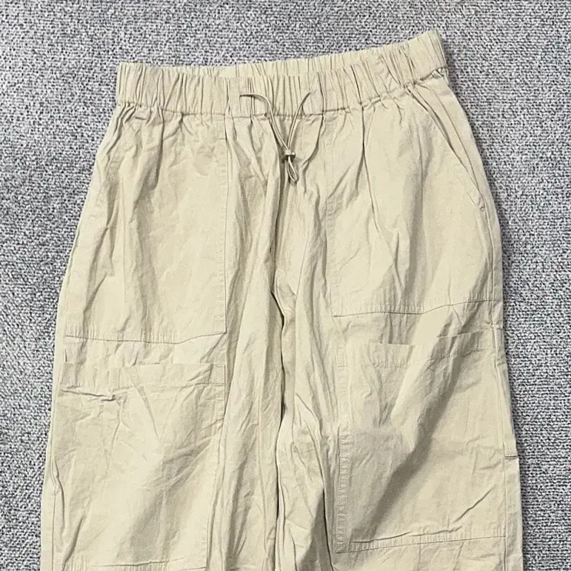 에잇세컨즈 베이지 밴딩 와이드 바지 M(78-80) 상품이미지3