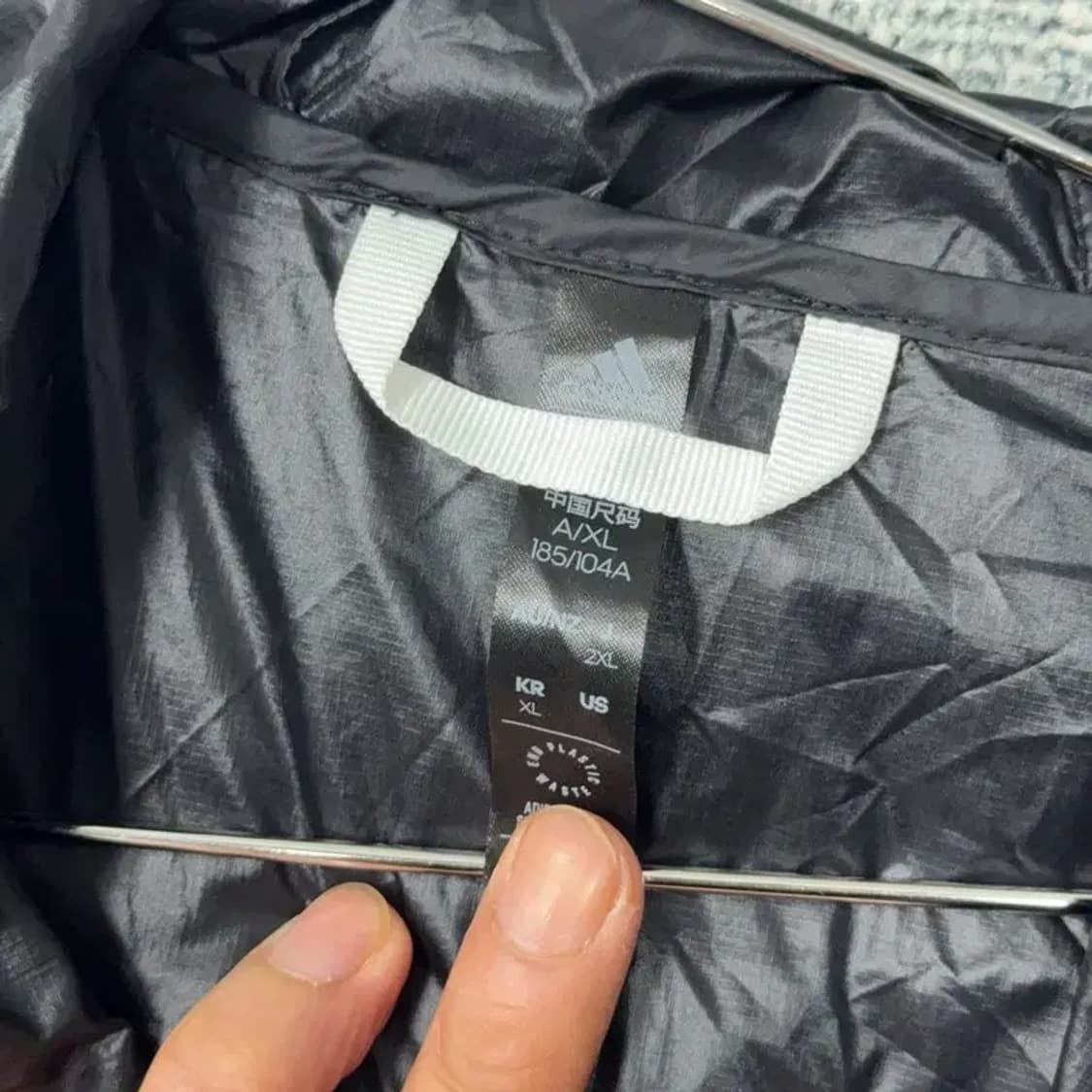 아디다스 블랙 로고 빈티지 오버 사이즈 반집업 후드 바람막이 웜업 2XL 상품이미지4