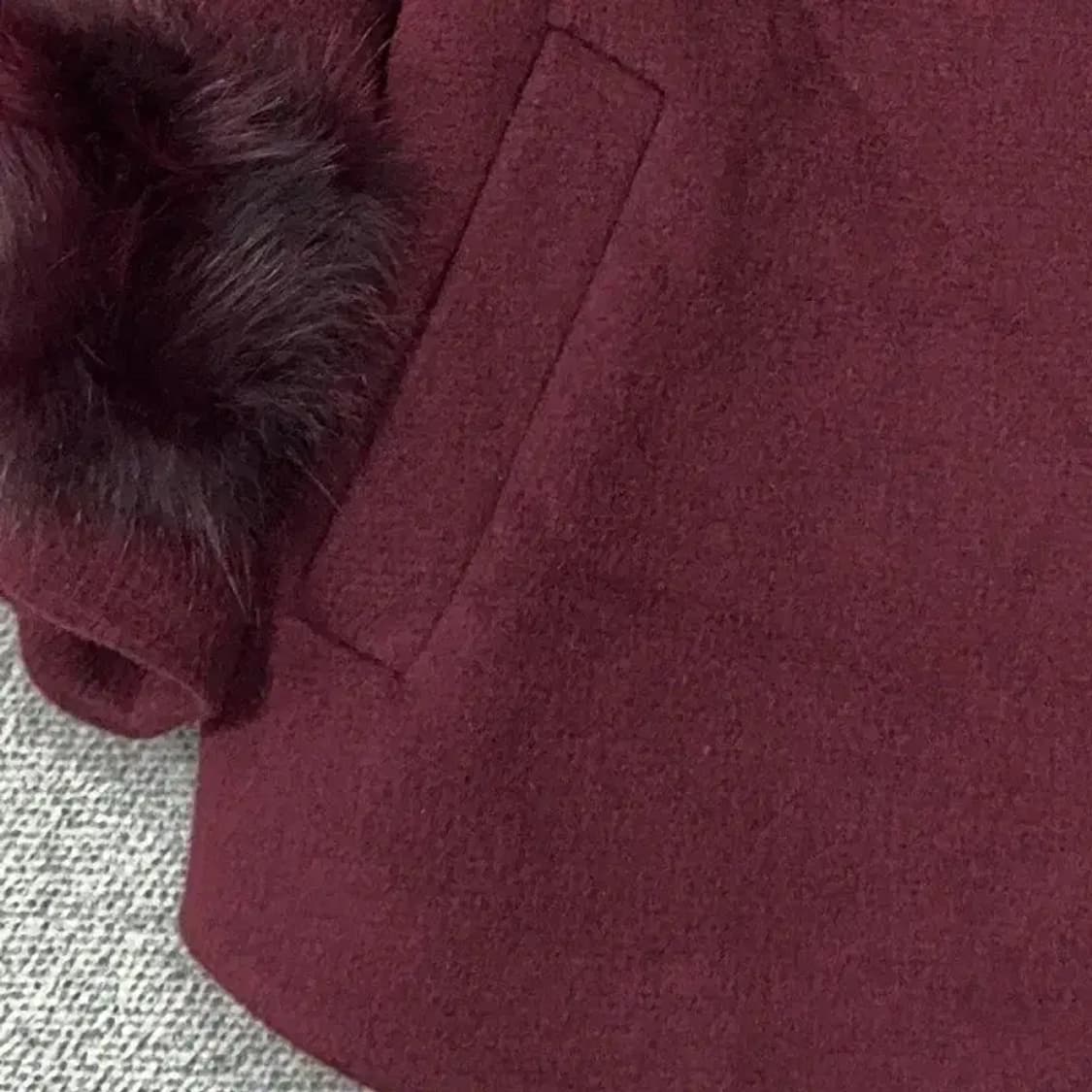 잇 미샤 버건디 클래식 소매 폭스 퍼 코트 XL 상품이미지3