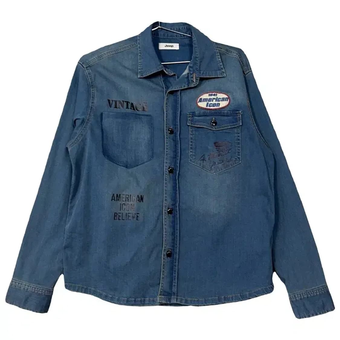 지프 빈티지 패치 투포켓 데님 셔츠 95 상품이미지1