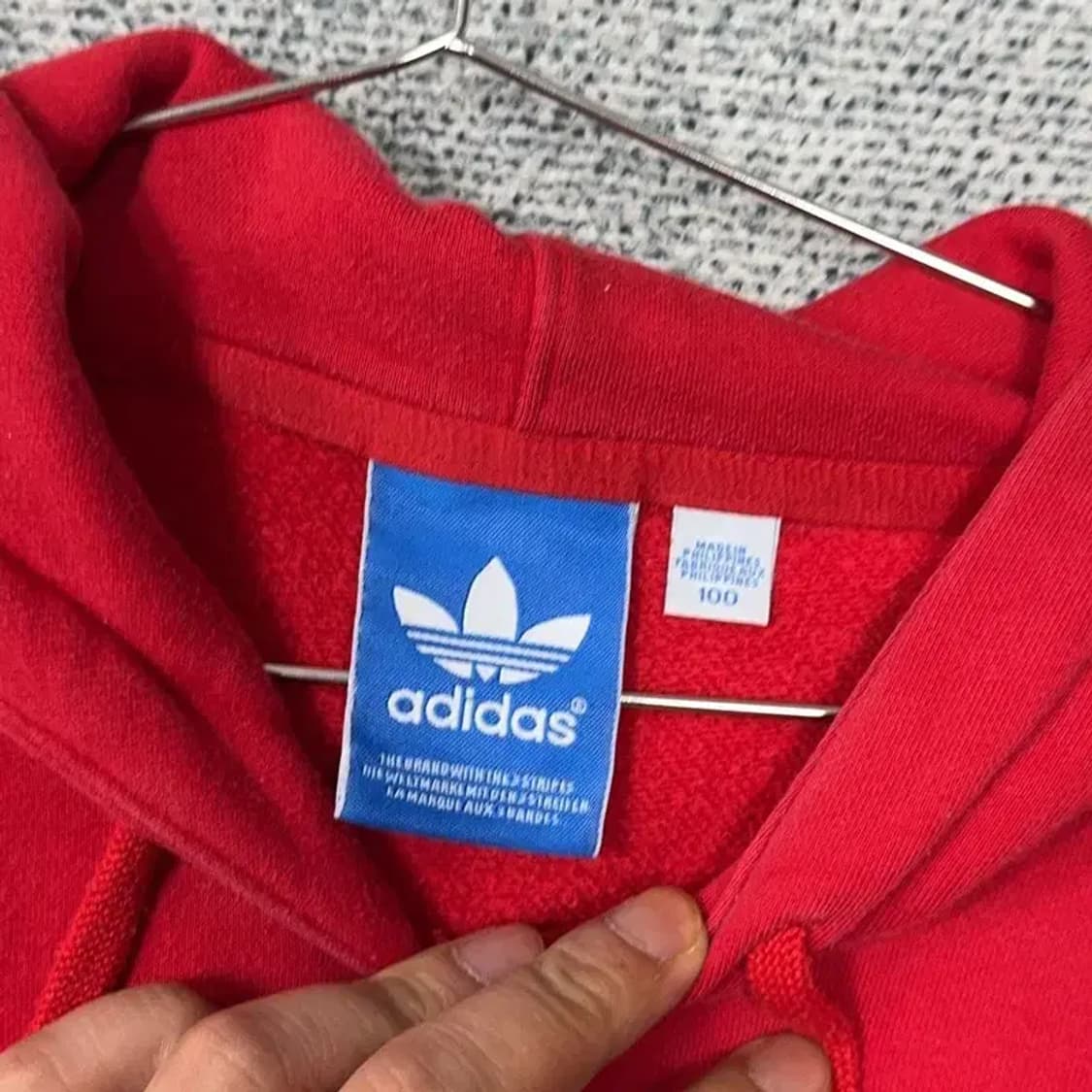 아디다스 빅로고 프린팅 레드 후드티 XL 상품이미지3