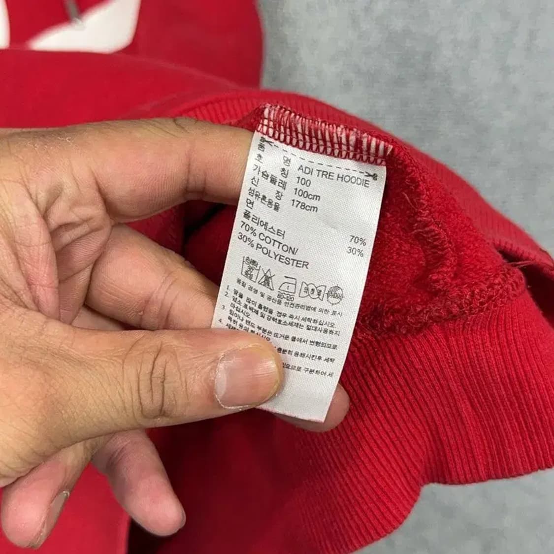 아디다스 빅로고 프린팅 레드 후드티 XL 상품이미지4