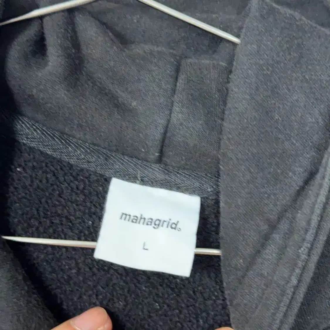 마하그리드 프린팅 블랙 후드티 L 상품이미지3