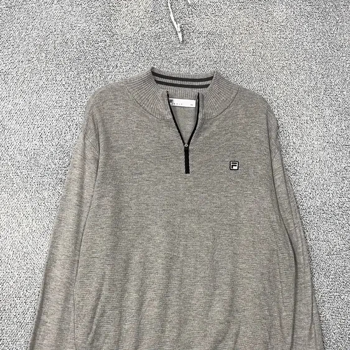 휠라 라이트 그레이 골프 반집업 니트 100 상품이미지3