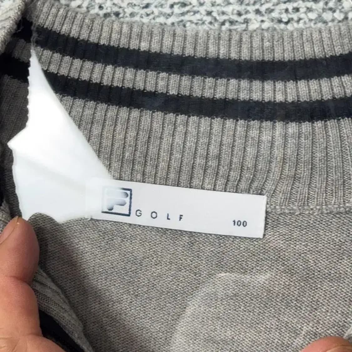 휠라 라이트 그레이 골프 반집업 니트 100 상품이미지5