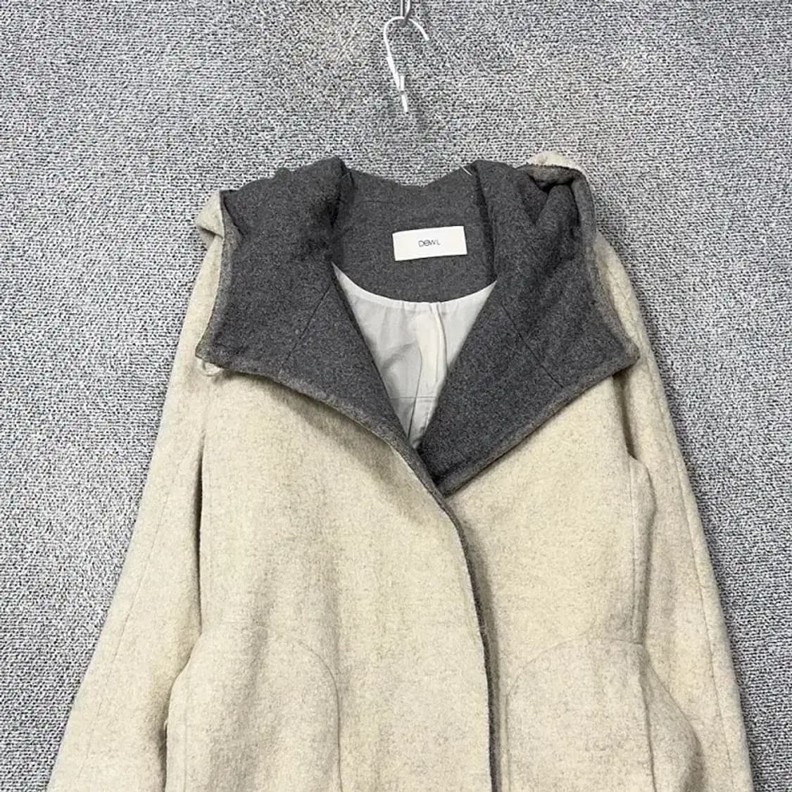 듀엘 크림 클래식 울 후드 코트 55 상품이미지3