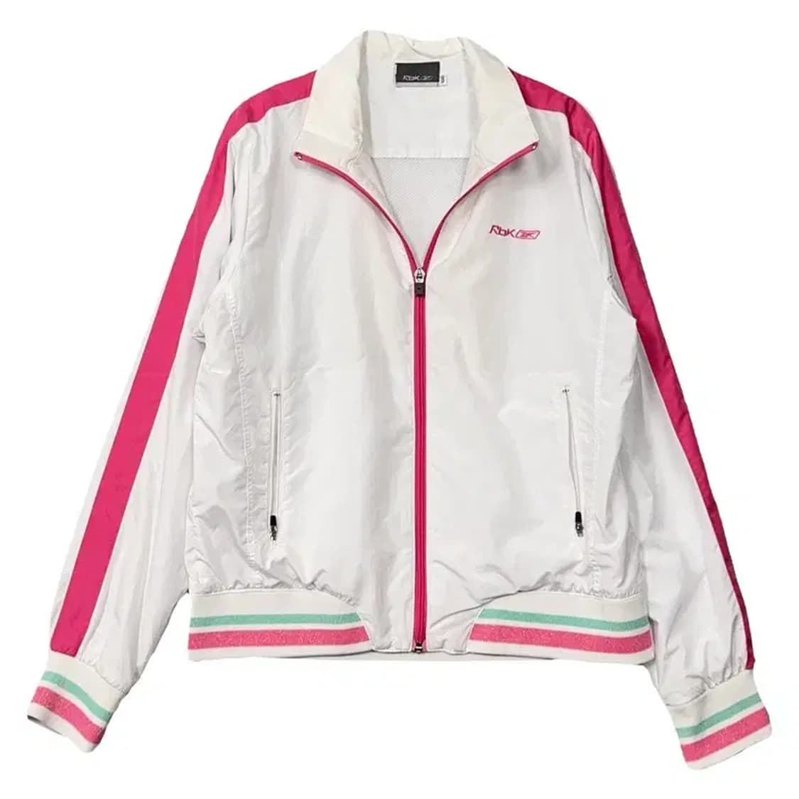 리복 화이트 핑크 기능성 집업 자켓 100 상품이미지1