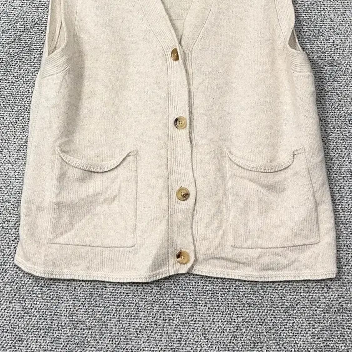 아떼 캐시미어 100% 크림 니트 조끼 가디건 S 상품이미지4