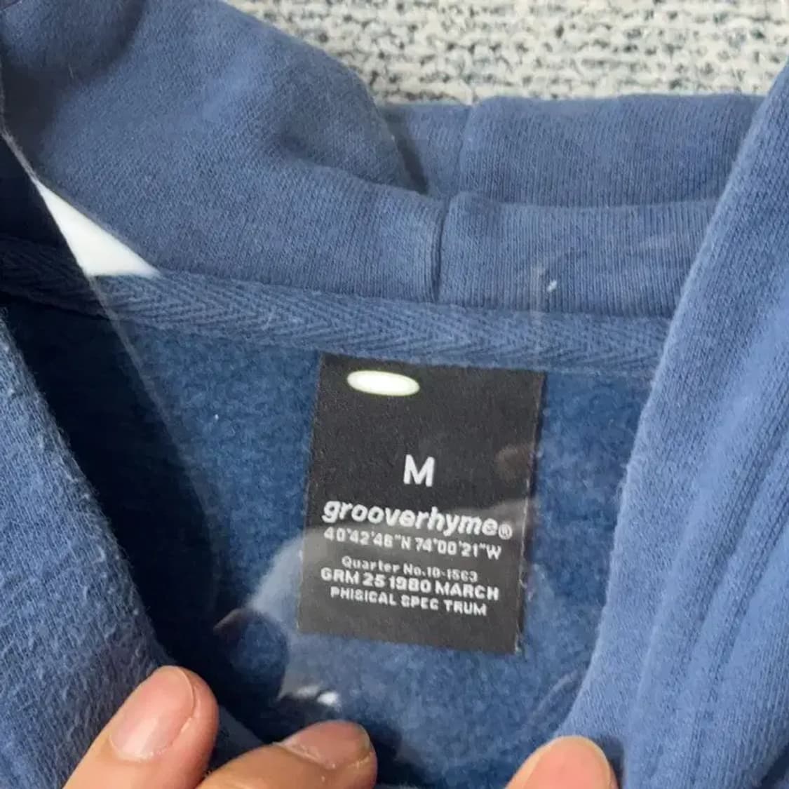 그루브라임 로고 오버핏 네이비 후드티 M 상품이미지3