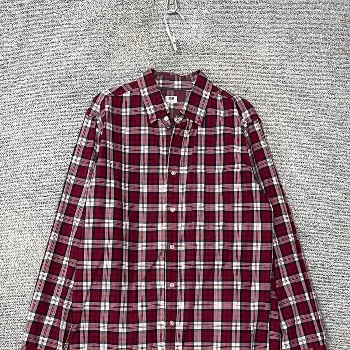 유니클로 체크 버건디 캐주얼 셔츠 M 상품이미지3