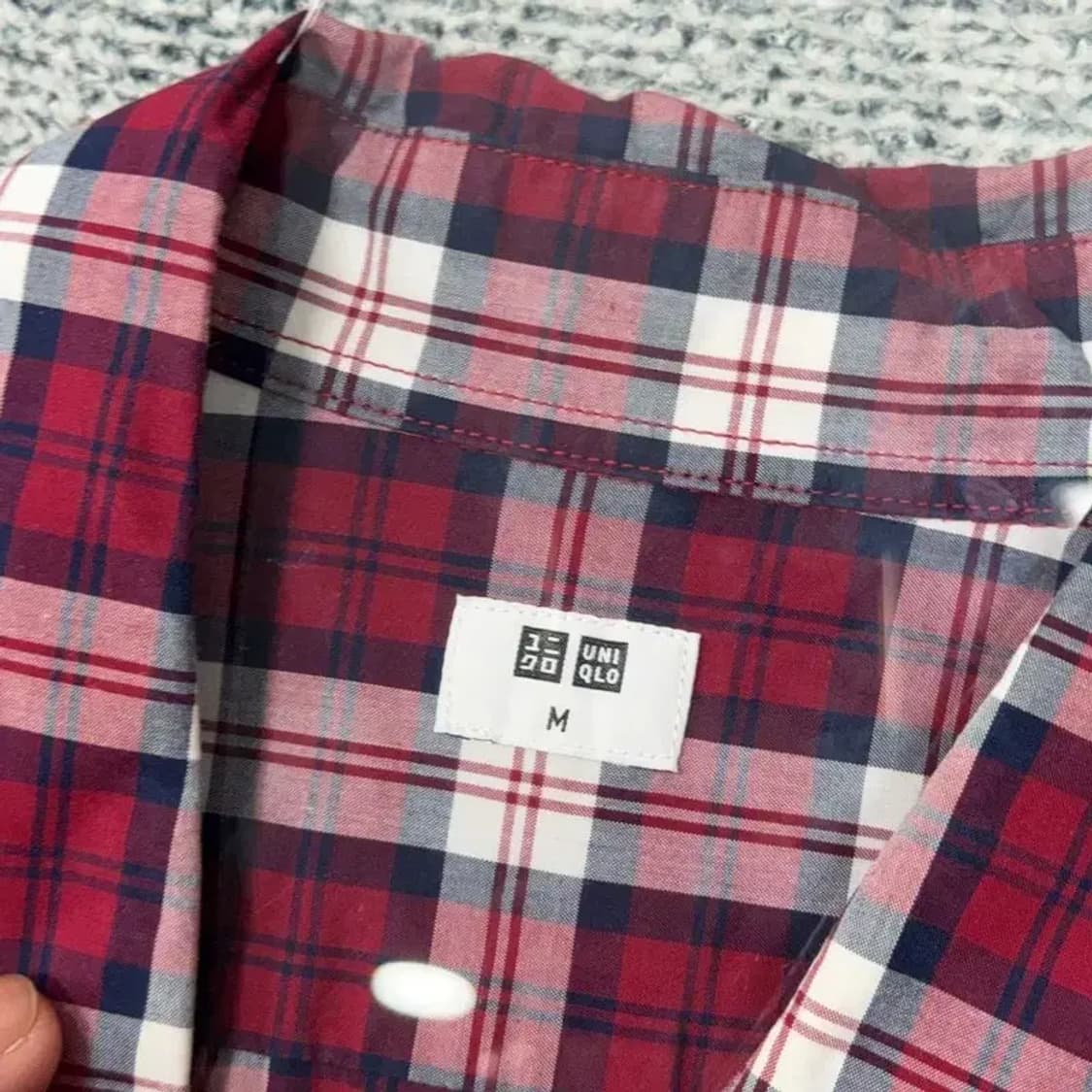 유니클로 체크 버건디 캐주얼 셔츠 M 상품이미지5